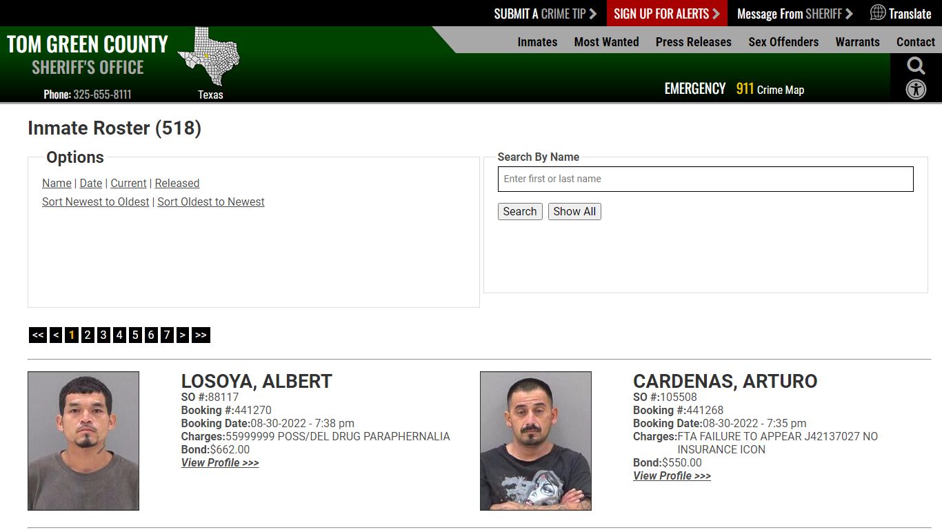 Inmate Roster - Tom Green County TX Sheriff's Office